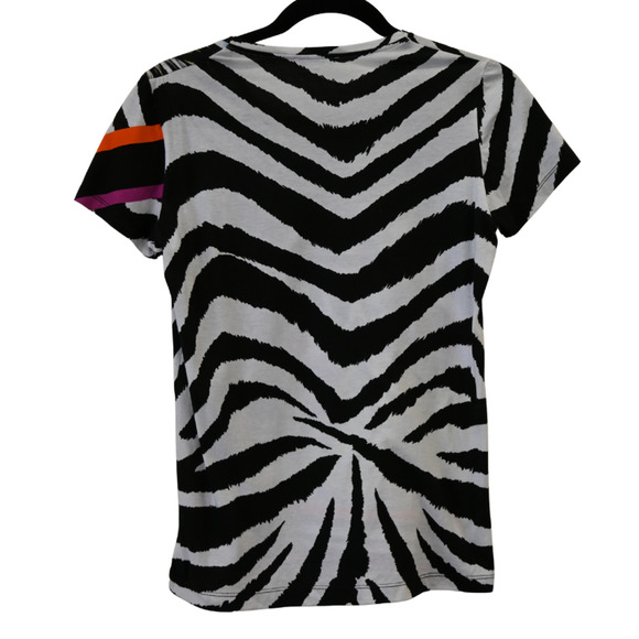 Etro Milano T-Shirt Size 40 US 4 Multi Zebra Paisley Short Sleeve Graphic Tee - Picture 4 of 6